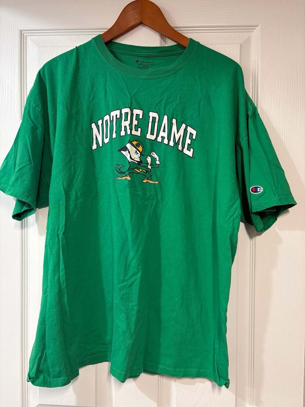 Champion Notre Dame Fighting Irish T-Shirt Size XXL Green Graphic Logo Cotton